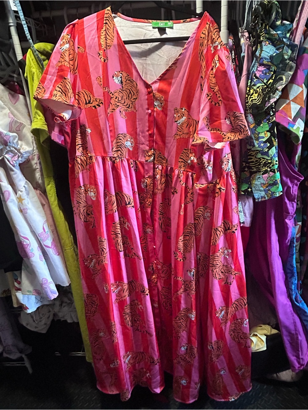 Women’s Pink Tiger Print Maxi Dress - EmyAve